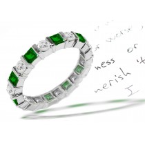 Round Diamond Square Emerald Eternity Ring