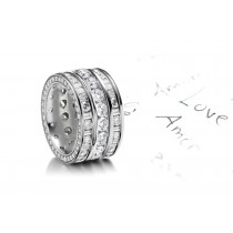 Perfection: Stacked Trio of Round & Baguette Diamond Wedding Bands