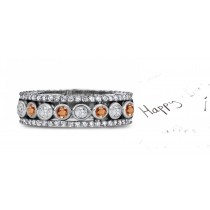 Brilliant: Sparkling Glittering Pink Orange Diamond Eternity Band