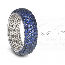 6 mm Wide Micropavee Ultramarine Blue Sapphire Eternity Band