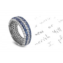 Sparkling: Micropavee Vibrant Blue Sapphire & Brilliant Diamond Glittering Eternity Band in Gold