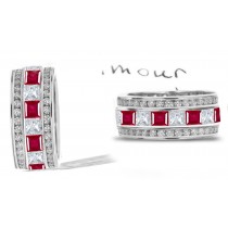 Brilliantly Produced Stacked Ruby Diamond Eternity Wedding Ring