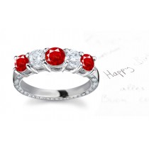 Refine & Illuminating 5 Stone Diamond & Ruby Ring & Sprinkled Diamonds