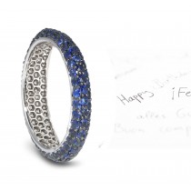 4 mm Wide Micropavee Swirling Ocean Water Blue Sapphire Eternity Band