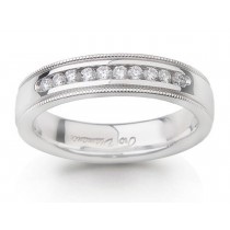 Platinum Channel Set Round Diamond Mens Ring in Gold