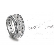 Glittering Diamond Cocktail Ring with 3.50 cts of Encrusted Cluster Diamonds in Multi-Bands in Gold & Platinum Size 6