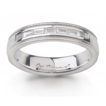  Platinum Comfort Fit Diamond Ring with Baguette Diamonds