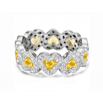 Buy High Quality Custom Manufactured Heart Shaped Halo Micro Diamond Eternity Wedding & Anniversary Bands