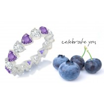 Purple Sapphire Hearts & Diamond Hearts Eternity Ring