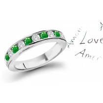 The Noblest: Nine Stone Emerald & Diamond Mens Wedding Ring