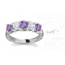 Purple Sapphire & White Diamond Anniversary Rings