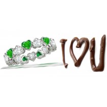 Designer Emerald Hearts & Diamond Hearts Stylish Unique Eternity Rings