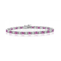 Premier Designer Colored Gemstone Jewelry Collection: New Pink Sapphire & Diamond Bracelet in 18K White Gold