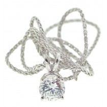 Platinum diamond pendant. Bezel set round diamond pendant with chain