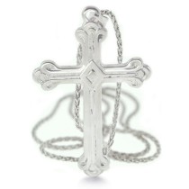 Platinum cross pendant with platinum pendant chain