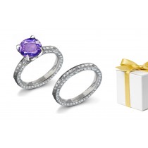 Dazzle: Purple Sapphire & Diamond Engraved Ring