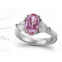 Designer Three Stone Purple Diamond Oval Ring