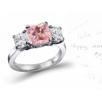 Pink Diamond Three Stone Ring