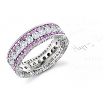 Pink Sapphire & Diamond Wedding Bands