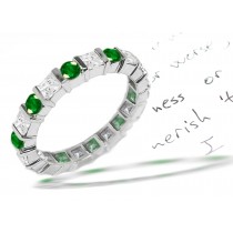 Princess Cut Diamond & Round Emerald Ring