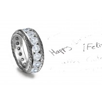 Simple: Endless Circle of Channel Set Diamonds Adorned with Engraved Floral Motifs in Gold