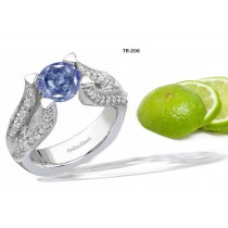 Contemporary High Quality Designer Blue Colored Diamond Tension Set Engagement Rings