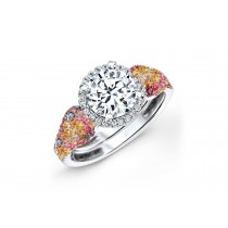 Made To Order Rings Featuring Delicate French Halo Pave Diamonds & Multi-Colored Gemstones