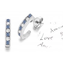 Premier Colored Diamonds Designer Collection - Blue Colored Diamonds & White Diamonds Fancy Blue Diamond Earrings