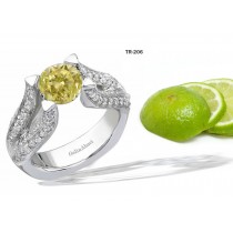 Contemporary High Quality Designer Yellow Colored Diamond Tension Set Engagement Rings