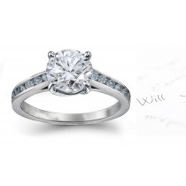 Blue & White Diamond Engagement Ring