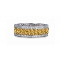 Shop Fine Quality Made To Order Round pave Set Diamond & Yellow Sapphire Eternity Style Wedding & Anniversary Rings