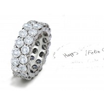 Impeccable: View Glittering Double Row Round Diamond Eternity Ring in Polished Platinum 2 mm High