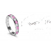 Classic Pink Sapphire & Diamond Eternity Ring with Twinkling Sides