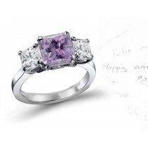 Purple Diamond Three Stone Ring
