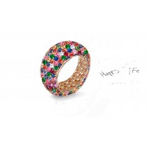 High Quality Multi-Colored Diamonds & Precious Stones Eternity Band Rings