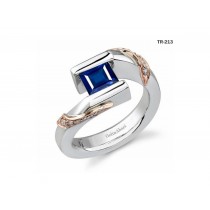 Princess Cut Blue Sapphire Gemstone Diamond Tension Set Engagement Rings