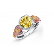 Made To Order Rings Featuring Delicate French Halo Pave Diamonds & Multi-Colored Gemstones