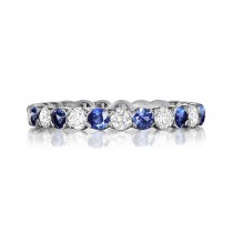 Lifetime of Love Eternity Band Ring With Round Cut Blue Sapphires & Diamonds