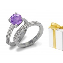 New Lively Purple Sapphire Diamond Engagement Ring
