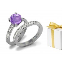 Purple Sapphire & Diamond Engagement & Wedding Ring