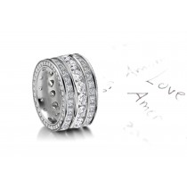 Love Stories: Stacked Trio of Round & Princess Cut Diamond Wedding Bands