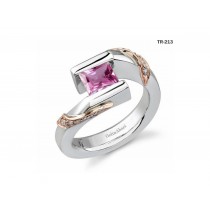 Princess Cut Pink Sapphire Gemstone Diamond Tension Set Engagement Rings