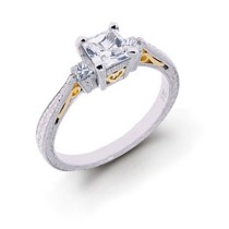 Platinum 14K Gold Engraved Filigree. View Rare Diamond Engagement Ring
