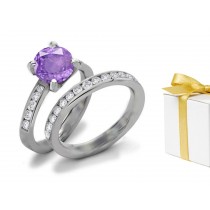 Purple Sapphire & Diamond Engagement & Wedding Ring