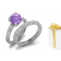 Diamond & Purple Sapphire Engagement & Wedding Ring