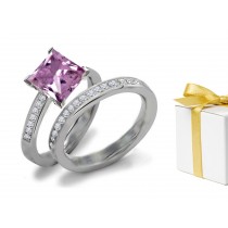 Purple Sapphire & Diamond Engagement & Wedding Ring