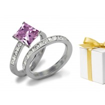 Diamond & Purple Sapphire Engagement & Wedding Ring