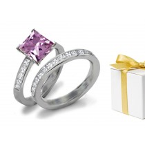 Purple Sapphire & Diamond Engagement & Wedding Ring