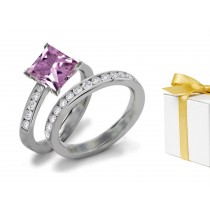 Diamond & Purple Sapphire Engagement & Wedding Ring