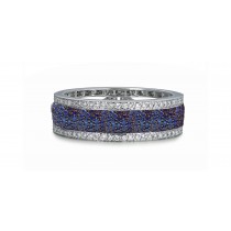 Shop Fine Quality Made To Order Round pave Set Diamond & Blue Sapphire Eternity Style Wedding & Anniversary Rings